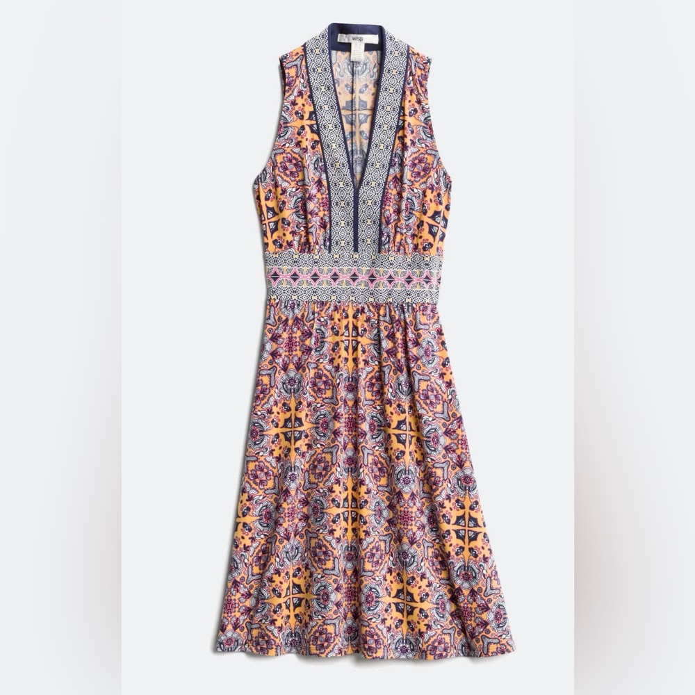 Multicolor Patterned Midi Dress